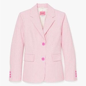 Kate Spade New York Seersucker Stripe Blazer Pink and white size 8